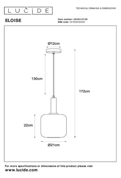 LUCIDE 45405/01/30 ELOISE závěsné svítidlo D210mm 1xE27 černá