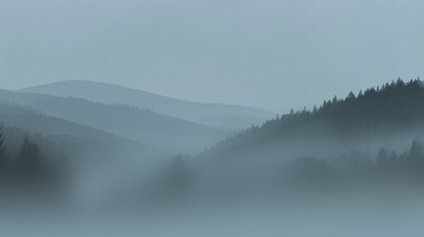 FUGU Tapeta krajina v mlze - Melancholic land Materiál: Digitální eko vlies - klasická tapeta nesamolepicí