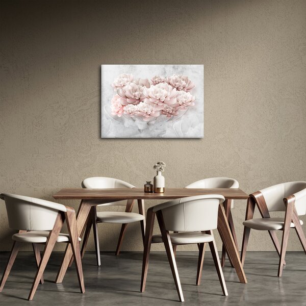 Obraz - Růžové květy na zdi (70x50 cm)