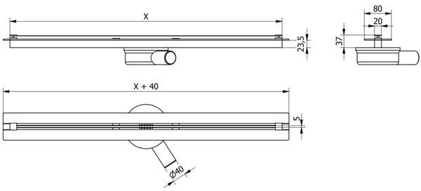Mexen Flat Super Slim, super tenký odtokový žlab s 360° rotačním sifonem 150 cm, nerez, 1051150