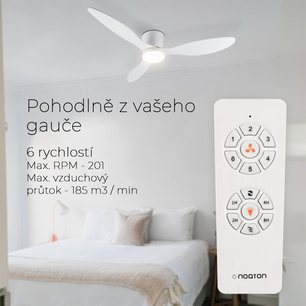 Noaton 11132WW Fornax (2023), bílá, stropní ventilátor se světlem (Zánovní)