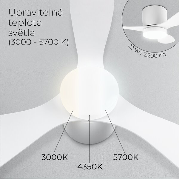 Noaton 11132WW Fornax (2023), bílá, stropní ventilátor se světlem (Zánovní)