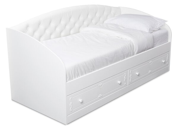Dětská postel se zásuvkami a čalouněním Juliet 80x190cm - bílá