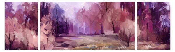 Obraz - Podzimní krajinomalba (170x50 cm)