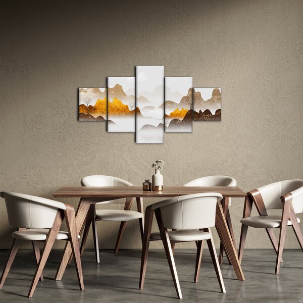 Obraz - Hory v mlze (125x70 cm)
