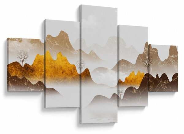 Obraz - Hory v mlze (125x70 cm)