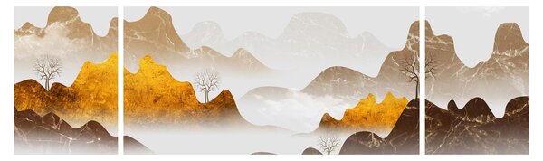Obraz - Hory v mlze (170x50 cm)