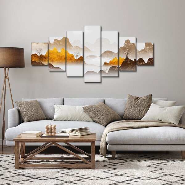 Obraz - Hory v mlze (210x100 cm)