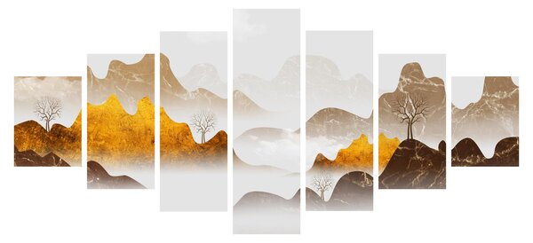 Obraz - Hory v mlze (210x100 cm)