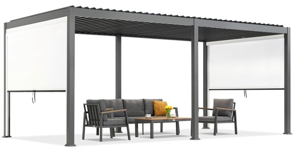 Volně stojící terasová pergola Lagos 3x6 s 3m bočními roletami Garden Point v antracitově bílé barvě