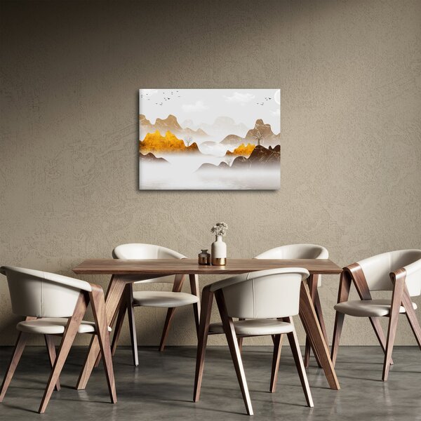 Obraz - Hory v mlze (70x50 cm)