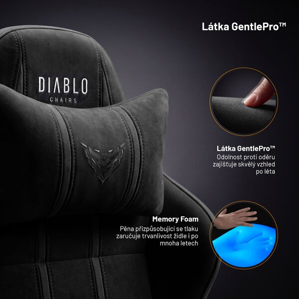 Látková herní židle černá Diablo X-One 2.0 Burned Black King