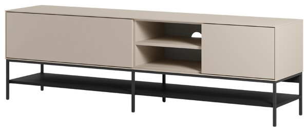 Marckeric Krémově-černý lakovaný TV stolek Amira 180 x 35 cm