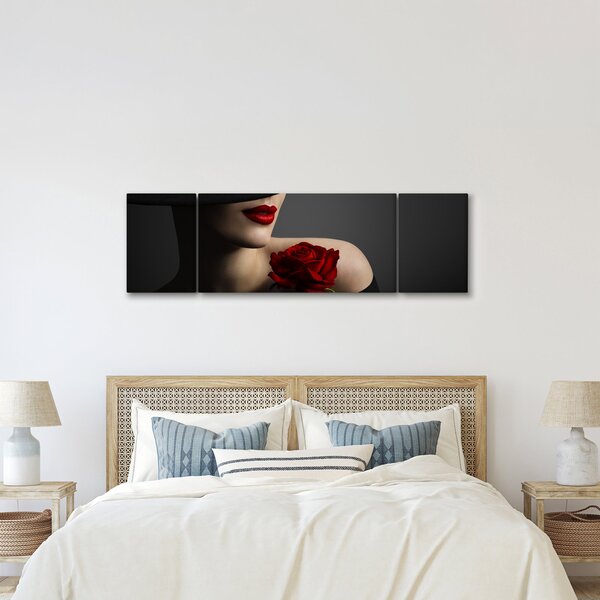 Obraz - Žena s růží (170x50 cm)