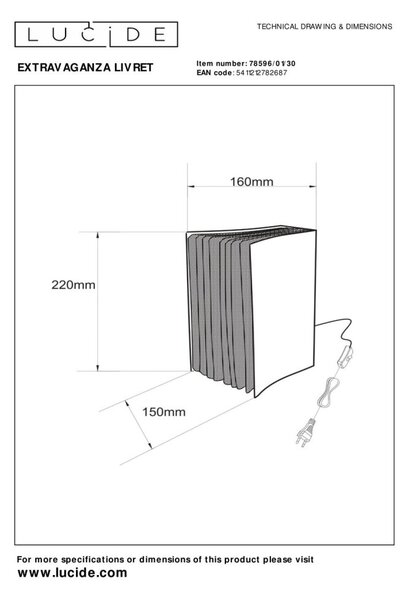 LUCIDE 78596/01/30 EXTRAVAGANZA LIVRET Lampička E14 1x40W černá, zlatá