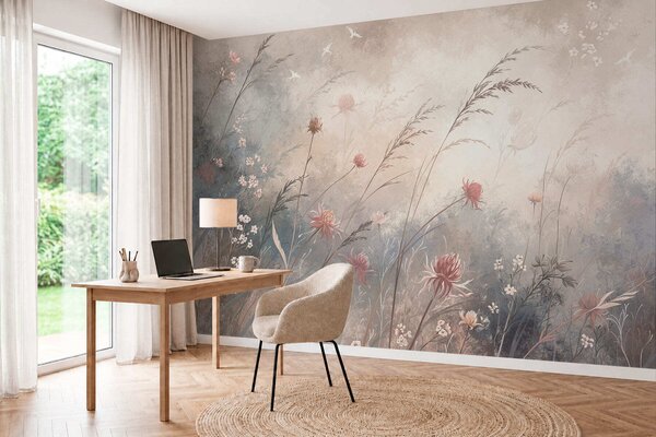 Fototapety Pastelové luční květiny na jemně rozmazaném pozadí, Fototapety akvarel, w05538v1 : uwalls.cz
