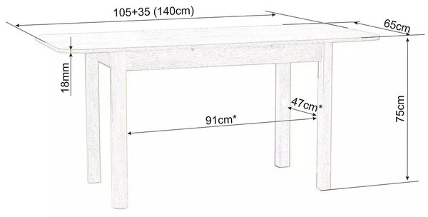 Rozkládací jídelní stůl 105-140 cm Daniel (dub sonoma + dub sonoma) (pro 4 až 6 osob)