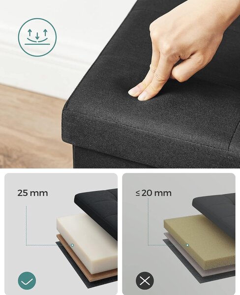 SONGMICS Taburet s úložným prostorem 110 x 38 x 38 cm černá