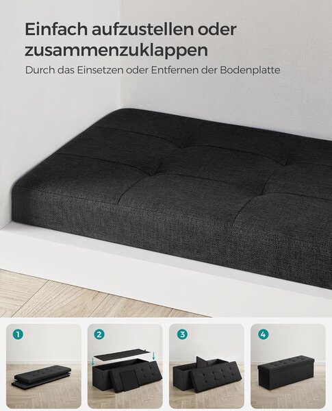 SONGMICS Taburet s úložným prostorem 110 x 38 x 38 cm černá