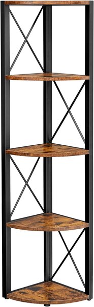 VASAGLE Rohový regál 5 polic 30 x 160 x 30 cm hnědá