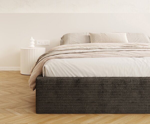 Čalouněná postel ORLANDO 120x200 Černá Sztruks s úložným prostorem kovový rošt
