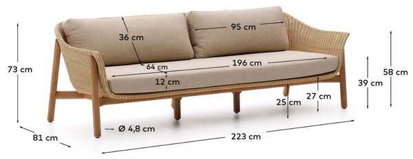 Zahradní pohovka z umělého ratanu Kave Home Galea 223 cm