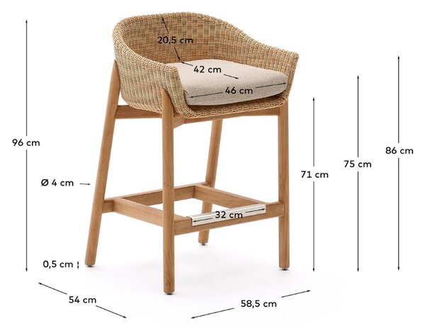 Zahradní barová židle z umělého ratanu Kave Home Galea 75 cm