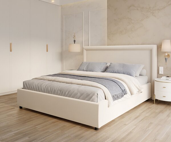Čalouněná postel NOBILE 140x200 Krémová Paris s úložným prostorem kovový rošt