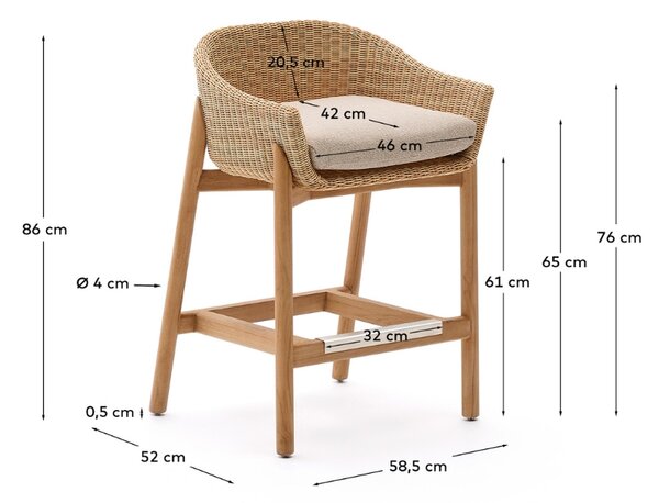 Zahradní barová židle z umělého ratanu Kave Home Galea 65 cm