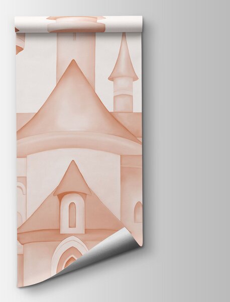 Fototapeta Růžový zámek s motýly a květinami, Fototapety s motýly, Populární fototapety, t00802v1 - Tapeko.co.cz