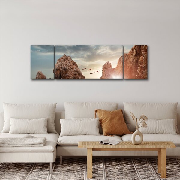 Obraz - Západ slunce nad útesy (170x50 cm)