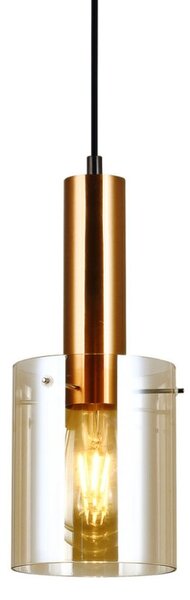 Italux PND-5581-1-BRO+AMB závěsné svítidlo Sardo D130mm 1x40W E27 mosaz, jantarová