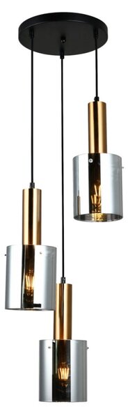 Italux PND-5581-3A-BRO+SG závěsné svítidlo Sardo D330mm 3x40W E27 mosaz, kouřové sklo