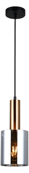 Italux PND-5581-1-BRO+SG závěsné svítidlo Sardo D130mm 1x40W E27 mosaz, kouřové sklo