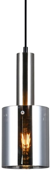 Italux PND-5581-1-SC+SG závěsné svítidlo Sardo D130mm 1x40W E27 saténový nikl, kouřové sklo