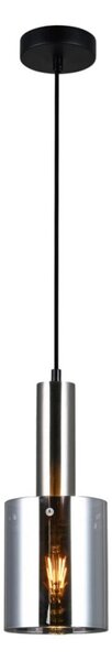 Italux PND-5581-1-SC+SG závěsné svítidlo Sardo D130mm 1x40W E27 saténový nikl, kouřové sklo