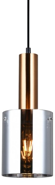 Italux PND-5581-1-BRO+SG závěsné svítidlo Sardo D130mm 1x40W E27 mosaz, kouřové sklo