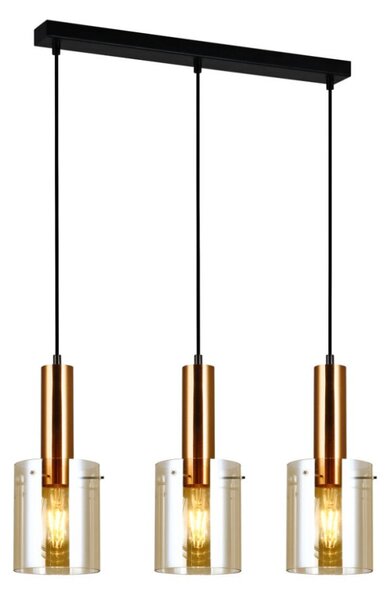 Italux PND-5581-3-BRO+AMB závěsné svítidlo Sardo 3x40W E27 mosaz, jantarová