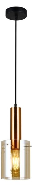 Italux PND-5581-1-BRO+AMB závěsné svítidlo Sardo D130mm 1x40W E27 mosaz, jantarová
