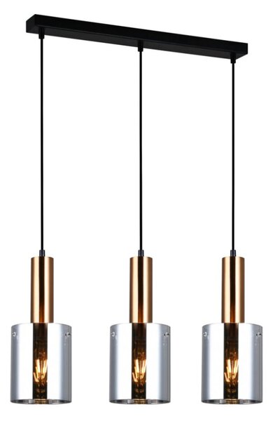 Italux PND-5581-3-BRO+SG závěsné svítidlo Sardo 3x40W E27 mosaz, kouřové sklo
