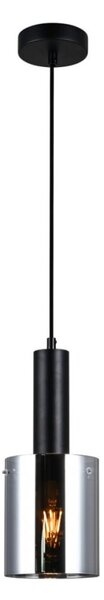 Italux PND-5581-1-BK+SG závěsné svítidlo Sardo D130mm 1x40W E27 černá, kouřové sklo