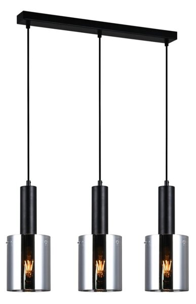 Italux PND-5581-3-BK+SG závěsné svítidlo Sardo 3x40W E27 černá, kouřové sklo