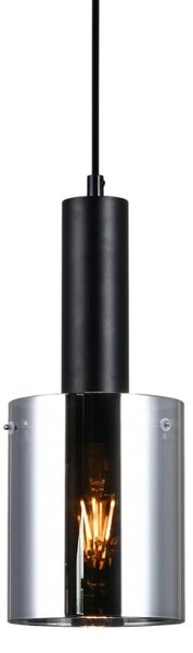 Italux PND-5581-1-BK+SG závěsné svítidlo Sardo D130mm 1x40W E27 černá, kouřové sklo
