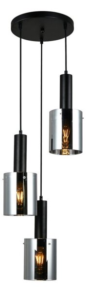 Italux PND-5581-3A-BK+SG závěsné svítidlo Sardo D330mm 3x40W E27 černá, kouřové sklo