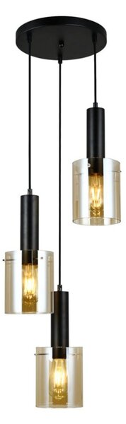 Italux PND-5581-3A-BK+AMB závěsné svítidlo Sardo D330 mm 3x40W E27 černá, jantarová