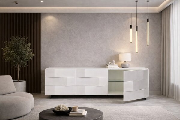 Bílá komoda Marco Barotti Linea Diamond 180 x 45 cm