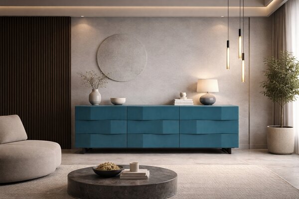 Petrolejově modrá komoda Marco Barotti Linea Diamond 180 x 45 cm
