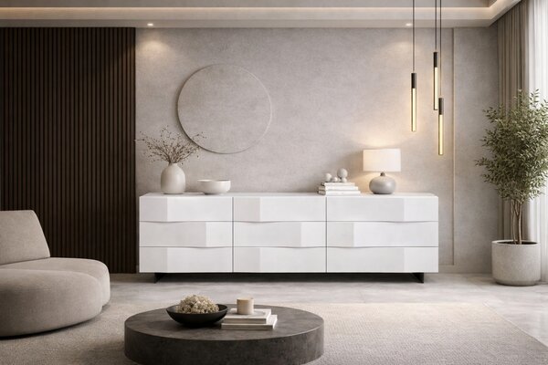 Bílá komoda Marco Barotti Linea Diamond 180 x 45 cm
