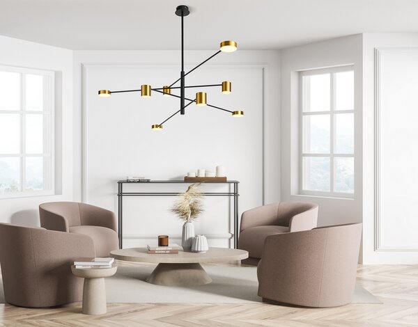 ITALUX PND-16374-8-BK-GD-3K Remdal závěsné svítidlo LED 36W/2700lm 3000K černá, zlatá