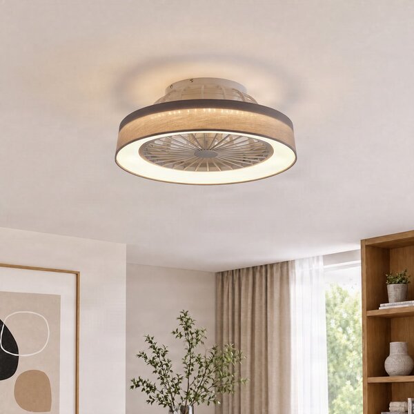 Stropní ventilátor Mace s LED osvětlením, šedý, tichý, DC, Ø 48 cm, CCT – Lindby Lindby, Mace, stmívatelné, Obývací pokoj, Plast, Moderní